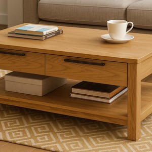 Solid Oak Coffee Table | Couchtisch aus Massivholz | Mesa de Centro Robusta – Handmade, Natural Look, Skandi Style
