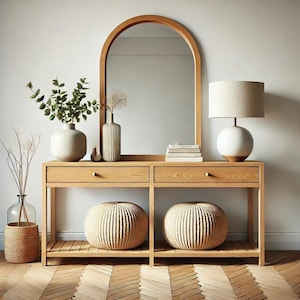 Solid oak console, oak console, oak dressing table in loft style, oak furniture, handmade, Eichenkonsole, Eichenfrisur, Massive Eiche