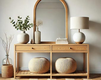 Solid oak console, oak console, oak dressing table in loft style, oak furniture, handmade, Eichenkonsole, Eichenfrisur, Massive Eiche