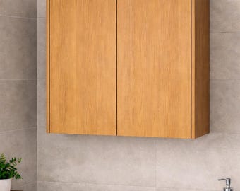 Solid Oak Wall Cabinet – Minimalist Design, Soft-Close Doors