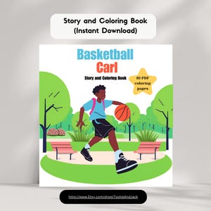 Basketball Carl - Coloring and story book for Black boys. African American Kids Color, Fun Children's Activity Pages, Classroom Printables