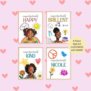 Affirmation Wandkunst des schwarzen Mädchens, positive Kinder Teenager Raumdekor, afroamerikanische Kinderkunst, druckbar und individuell