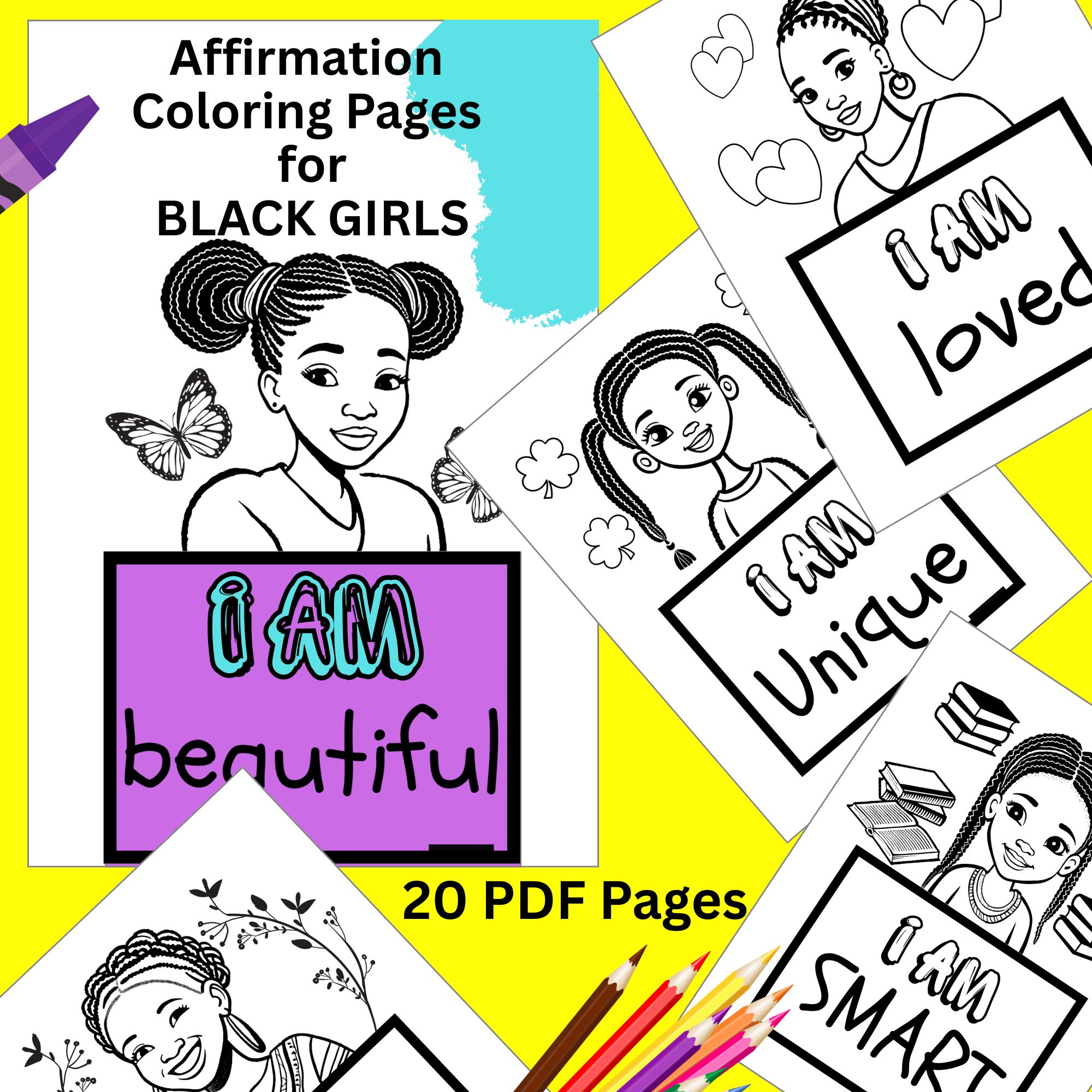 Black Girl Affirmation Coloring Pages, Positive Kids Teen Color ...
