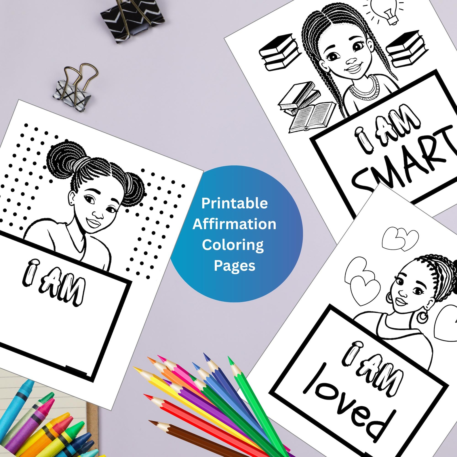 Black Girl Affirmation Coloring Pages, Positive Kids Teen Color ...