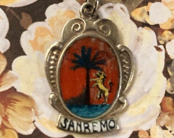 Vintage 1950s San Remo Italy Silver Charm Pendant Necklace