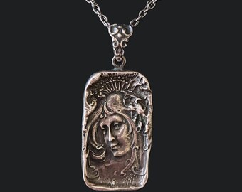 Antique Art Nouveau Style Henryk Winograd Fine Silver Vintage Pendant