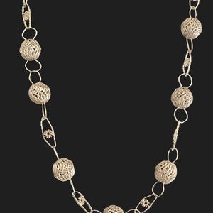 Vintage jaren 1970 zilveren handgemaakte 'Lazo de Amor' of 'Lasso of Love' kralen trouwketting