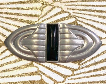 Vintage 1980s Art Deco Style Statement Brooch signed Ben Amun