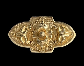 Antique Victorian Etruscan Revival Gilt Brooch