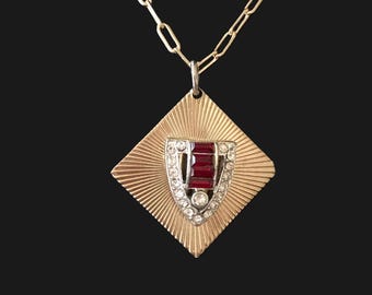 Vintage Art Deco Style Rhinestone Pendant Charm