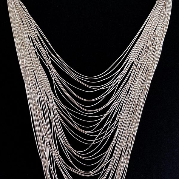 Vintage vloeibare zilveren slabketting uit de jaren 70