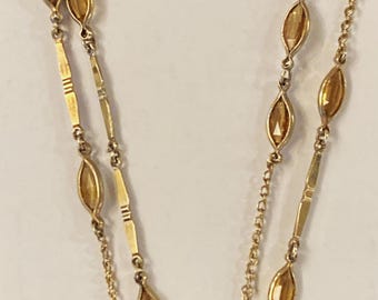 Antique Art Nouveau Natural Citrine Fancy Endless Long Chain