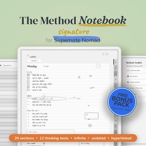 Oändlig anteckningsbok för Supernote Nomad-mallar - Odaterad minimalistisk hyperlänkad | Cornell Notes, Eisenhower, Kanban, SWOT, Brain Dump