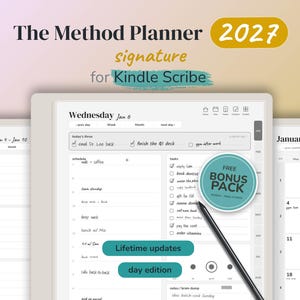 2027 Digital Planner for Amazon Kindle Scribe Template - Dated Weekly Monthly, Hyperlinked Day Edition