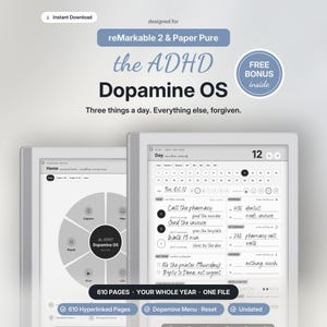 ADHD Life Planner Bundle for reMarkable 2 & Paper Pure | Dopamine Menu, Full Year, Brain Dump, Reset | Undated Infinite Hyperlinked