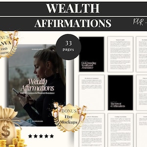 Wealth Affirmations Money Manifestation Guide, Master Resell Rights Ebook, Private Label Rights, MRR PLR Digital Product, Faceless Marketing