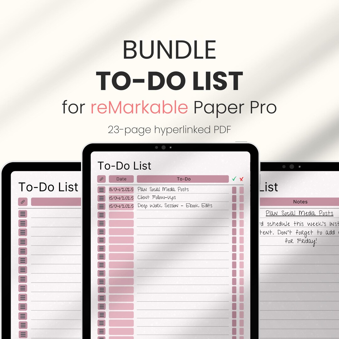 To-do List for Remarkable Paper Pro, Remarkable Task Tracker, Checklist ...