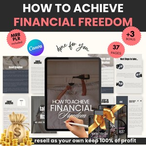 Financial Freedom Guide, Social Media, Small Business, MRR, Ebook PLR, Canva Template Master Resell Rights, Make Money Online, DFY, Digital
