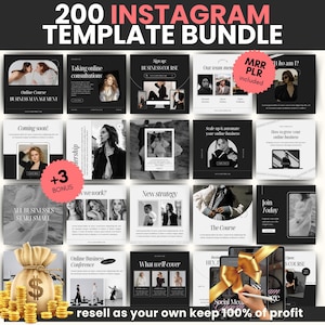 200 Instagram Post & Stories, Social Media Vorlagen, Bemerkenswerte Vorlage, Bearbeitbare Canva Vorlage, anpassbar, Coach, Gesundheit, Wellness
