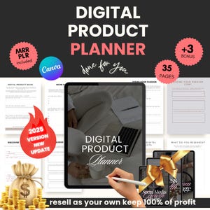 Digital Product Planner, Digital Planner, Editable Template, PLR, MRR Small Business, Digital Marketing, Canva Template, DFY, Marketing Plan