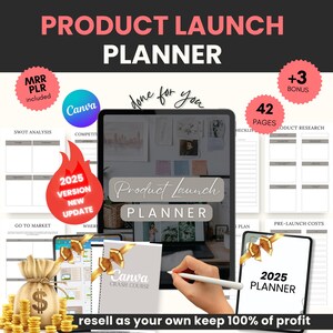 Product Launch Planner, Digital Product Planner, Remarkable Template, Marketing Plan, Editable Canva, Printable, Online Business Marketing