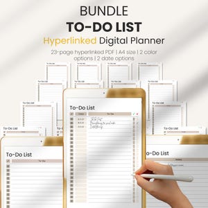To-Do List, Hyperlinked Digital Planner, Task Tracker, Checklist, Notes, To Do List Template, Task Manager for iPad Goodnotes + Android