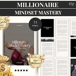 Millionaire Mindset Mastery eBook MRR, master resell rights, resell product, sell on etsy, PLR ebook, DFY ebook, private label rights, Canva