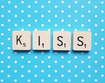 UK shop * Upcycled Scrabble Tile Magnets - KISS