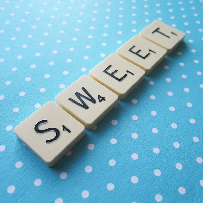 UK shop Upcycled Scrabble Tile Magnets SWEET image 2