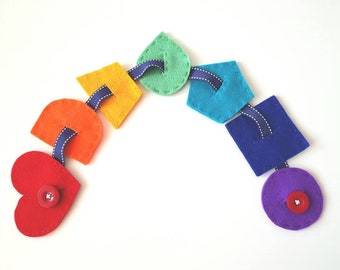 UK shop * Learn To Button with Felt Shapes in Rainbow Colours