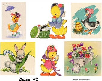 Easter 2 Digital Collage from Vintage Greeting Cards - Instant Download - Cut Outs