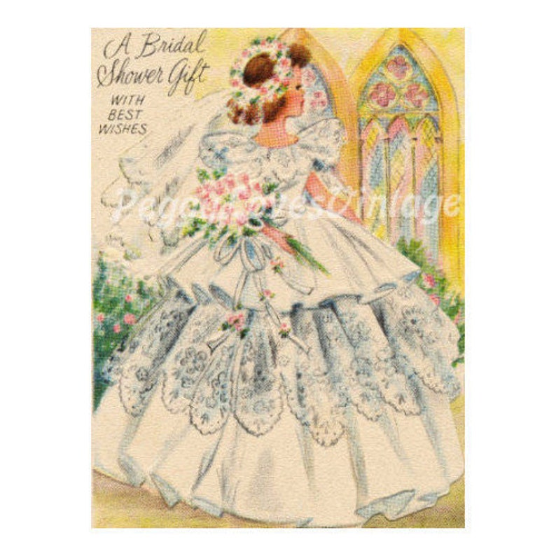 Wedding 2 a Beautiful Bride a Digital Image from Vintage Greeting Cards Instant Download image 1