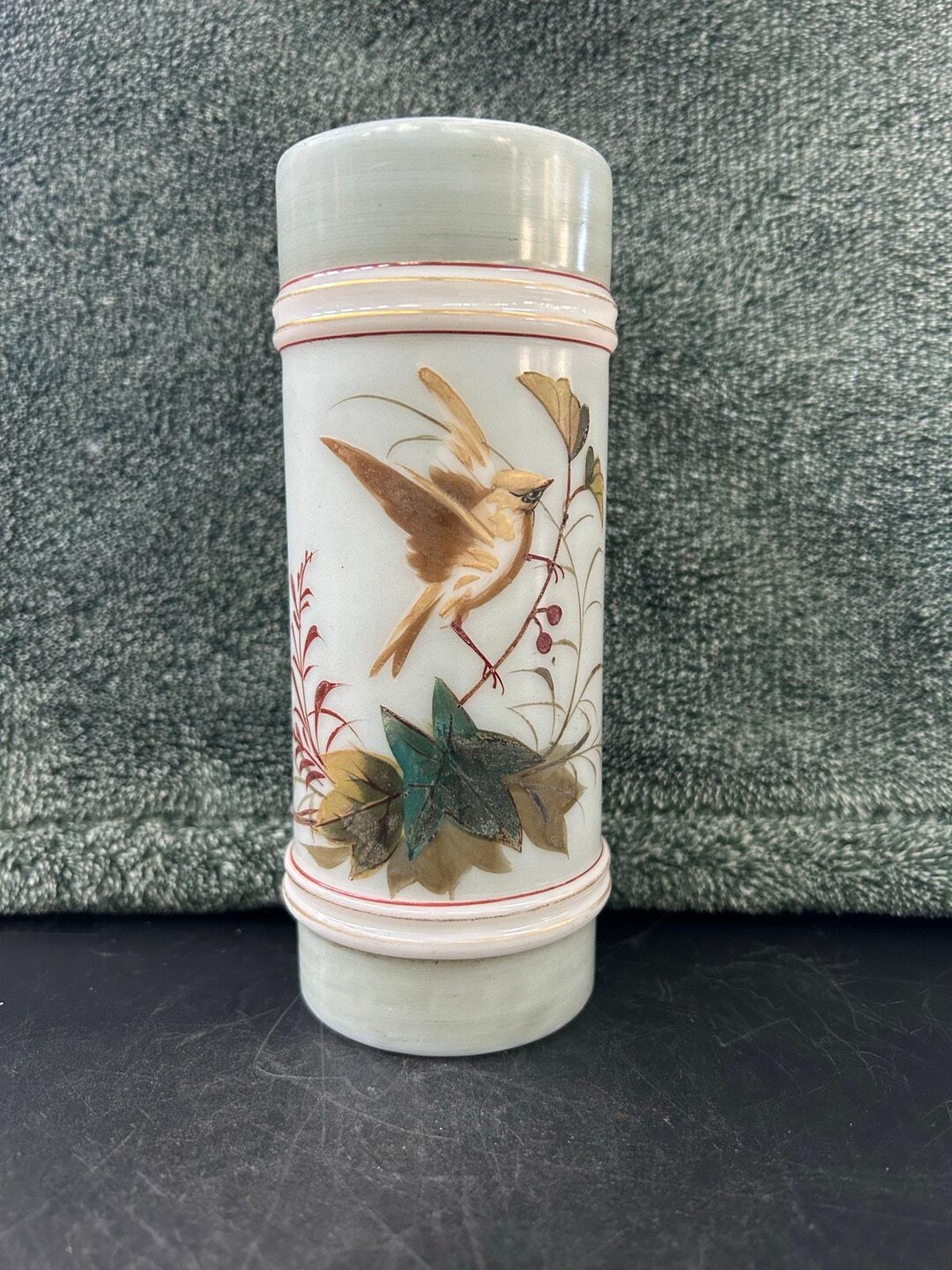 スミスブラザーズガラスミントグリーンリング花瓶マウントワシントン