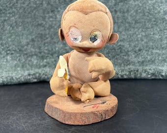 Original Shibaten Monkey With Banana 1960 Japanese Doll