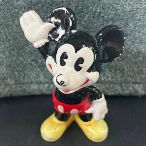 MCM Walt Disney's Ceramic Mickey Mouse Figurine Paint Loss Japan image 6