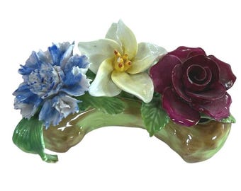 Vintage Coalport Bone China Roses: Miniature Floral Pots, Set of 2