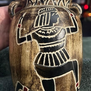Egyptian Style Earthenware Jug Japan Made Vintage