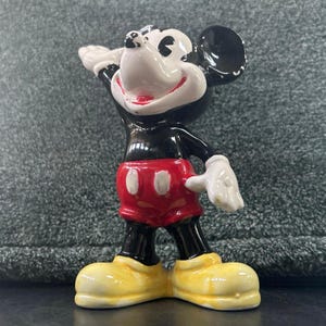 MCM Walt Disney's Ceramic Mickey Mouse Figurine Paint Loss Japan image 5