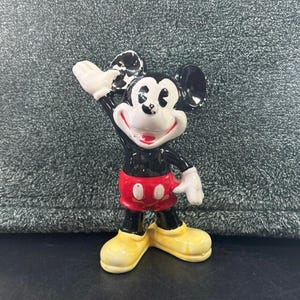 MCM Walt Disney&#39;s Ceramic Mickey Mouse Figurine Paint Loss Japan