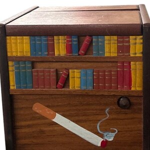 1950s Wooden Mechanical Cigarette Dispenser Music Box Carved Dog