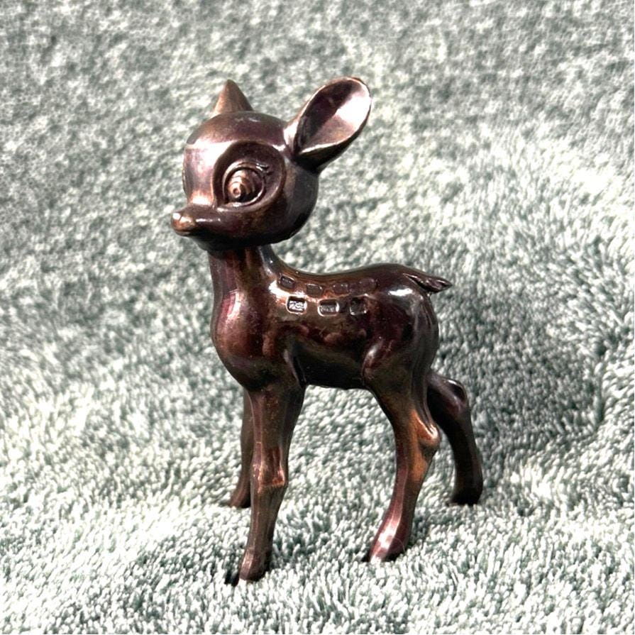 Vintage 1940s Bambi Bobblehead Figurine: Copper Tone Metal, Made