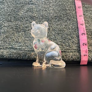 Vintage Fenton Clear Opalescent Hand Painted Cat Signed By The Artist
