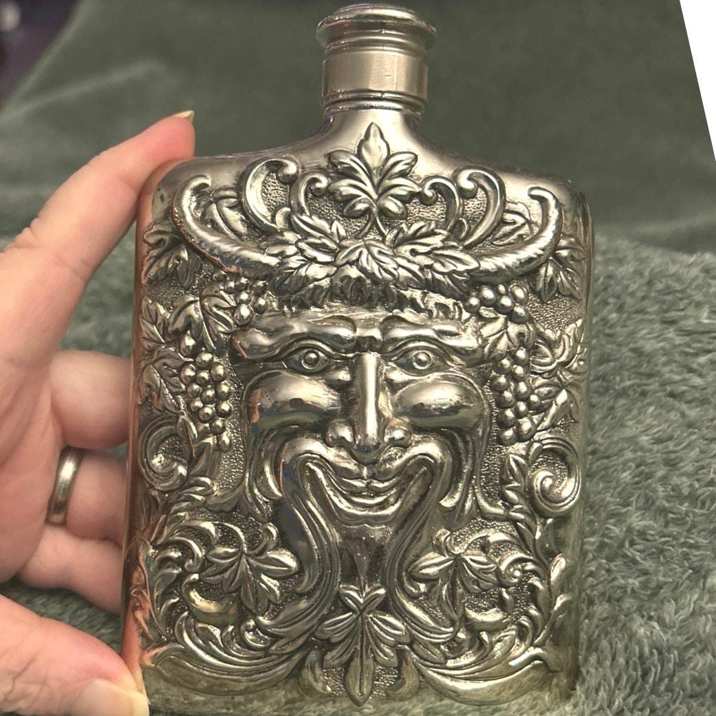 Godinger Flask Bacchus Silver Plated Ornate 80s Vintage - Etsy