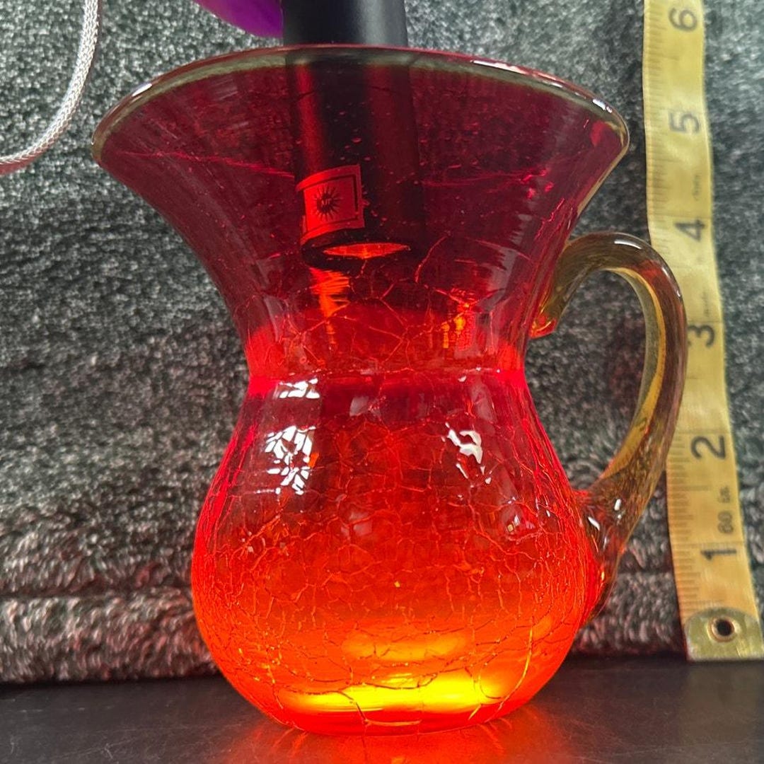 Miniature Blenko Handblown Crackle Glass Pitcher Vintage - Etsy