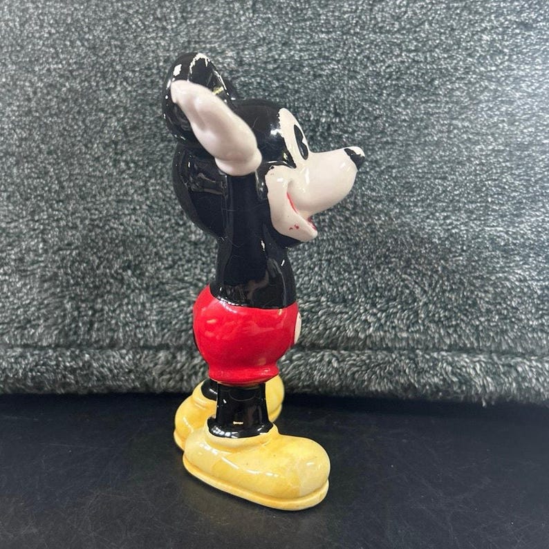 MCM Walt Disney's Ceramic Mickey Mouse Figurine Paint Loss Japan image 2