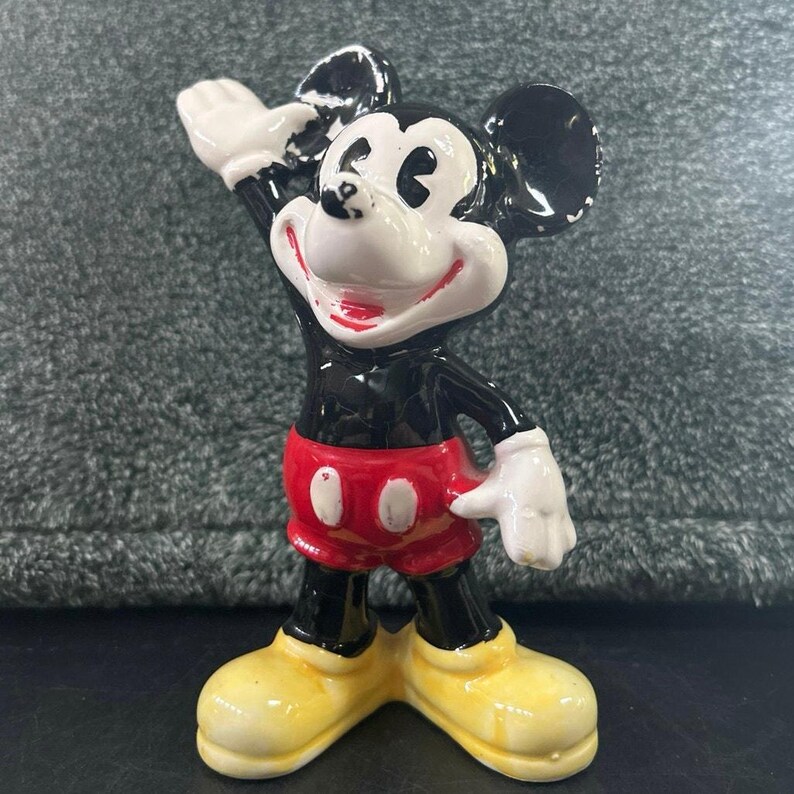 MCM Walt Disney's Ceramic Mickey Mouse Figurine Paint Loss Japan image 7