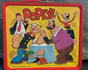 1980 POPEYE Metal Lunchbox No Thermos King Features Syndicate Inc Used