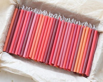 Set of Red Beeswax and Olive Wax Candles, Birthday Bento Candles, Celebration Candles, Cake Decoration, Meditation Candles