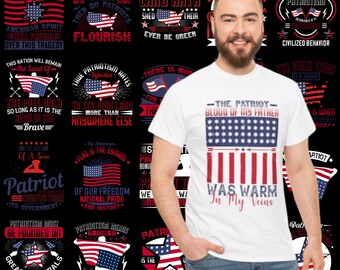 50 American patriot t-shirt design bundle | AI, EPS, JPG, psd,svg,png | patriotic graphics and symbols for proud Americans and veterans