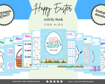 Libro de actividades de Pascua para niños: Páginas para colorear y laberintos (Descarga digital imprimible)